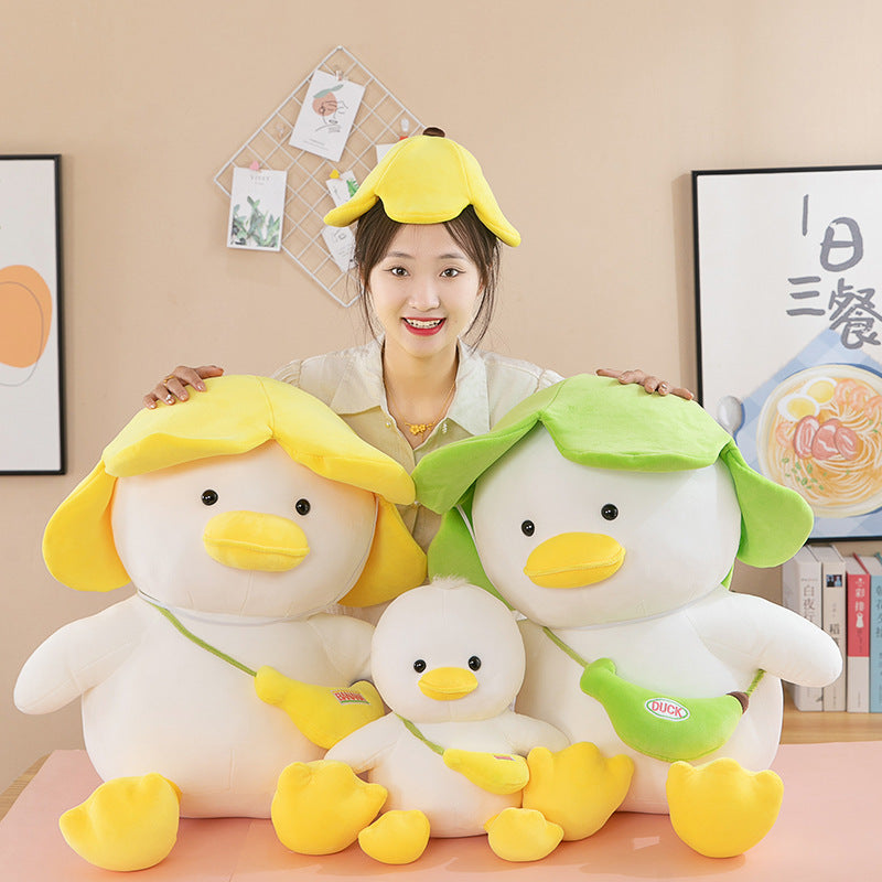 Quack-tastic Banana-Hat Duck Plushie