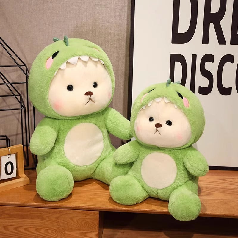 Snuggle Dino Buddy: Adorable Bear in Dinosaur Onesie Plushie