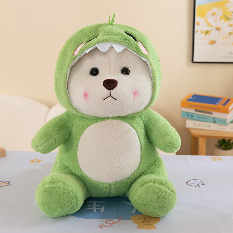 Snuggle Dino Buddy: Adorable Bear in Dinosaur Onesie Plushie