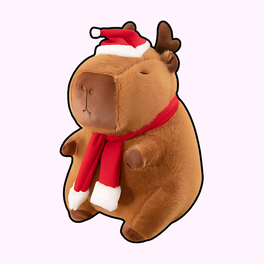 Snuggly Holiday Reindeer Capybara Plush