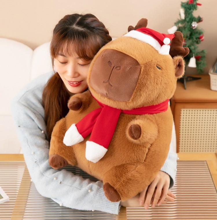 Snuggly Holiday Reindeer Capybara Plush