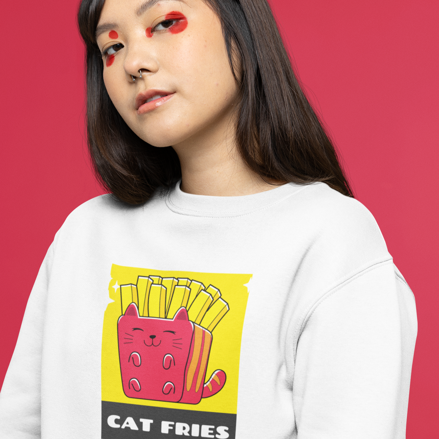 Kawaii Cat Fries Unisex Sweatshirt