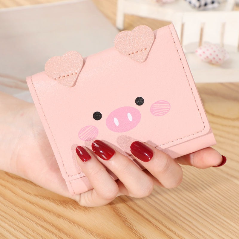 Piggy Pattern Fold Small Wallet