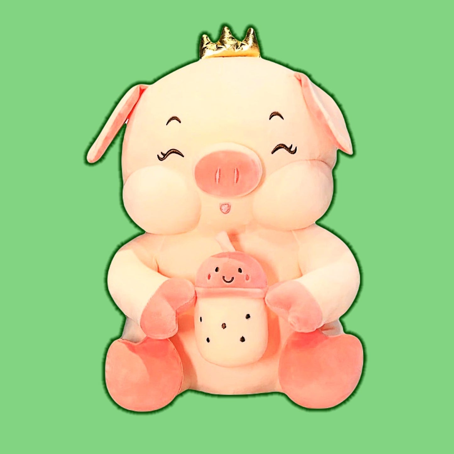 Angel Pig With Milk Tea Cup