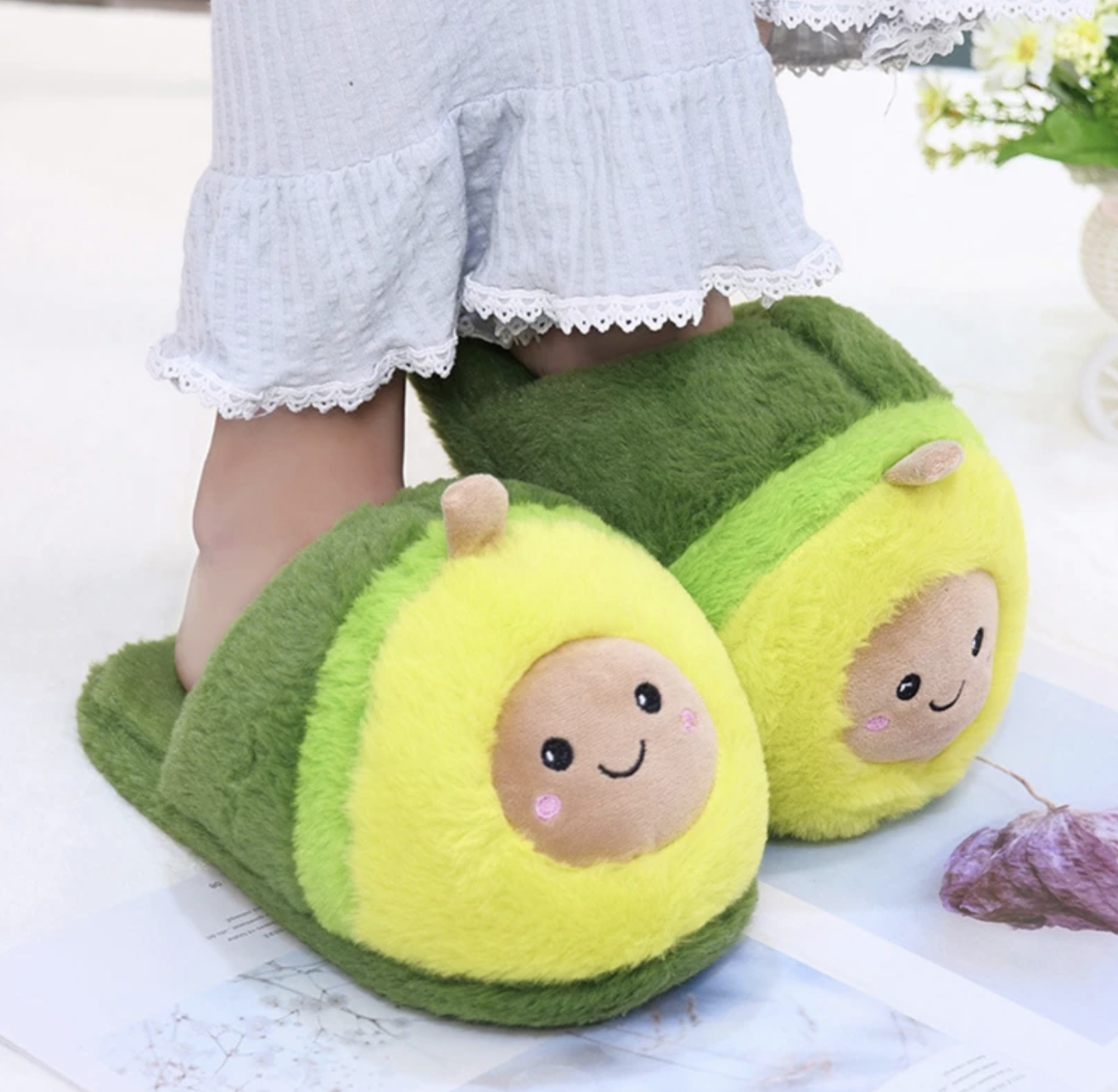 Kawaii Avocado Slippers